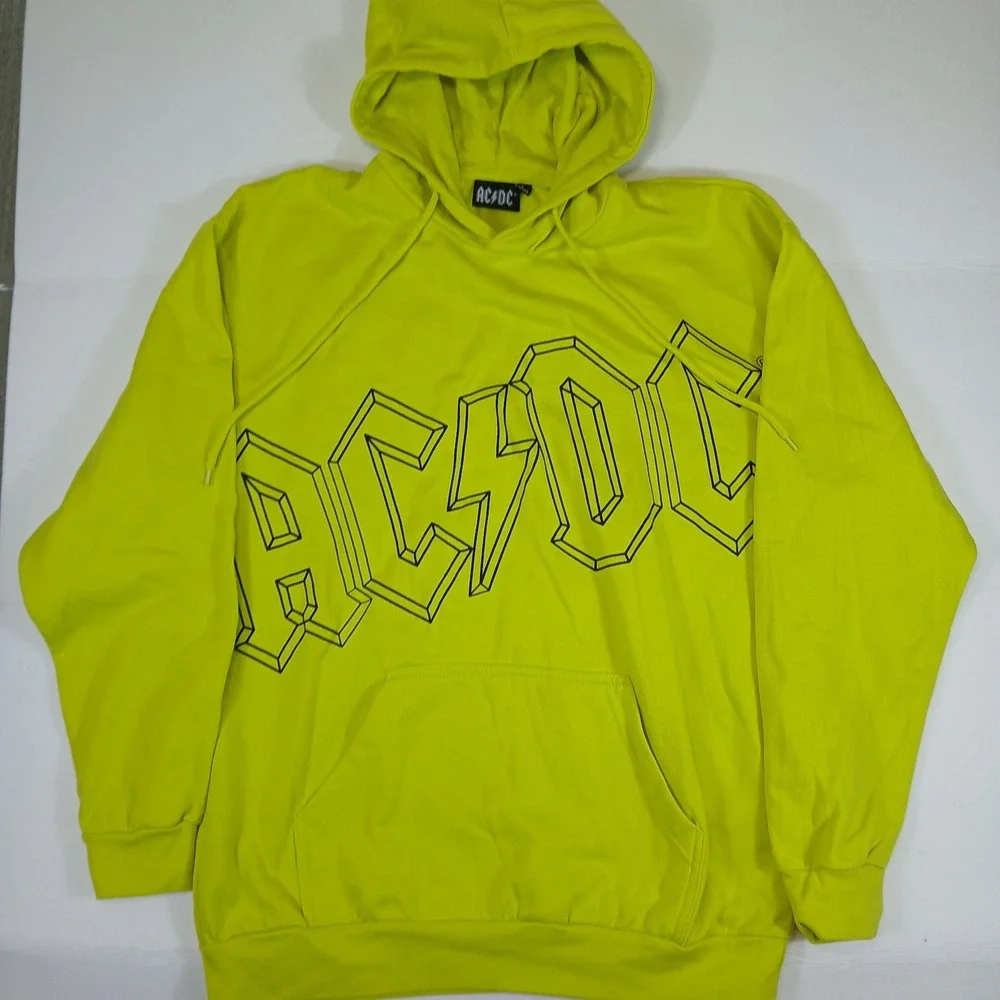 ACDC Hoodie Mens Size L Acid Green Color Classic‎ Rock Pullover Rock Standout